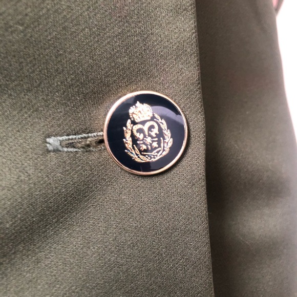 OLIVE Green Blazer Dress-Stunning! Unique Buttons - Picture 5 of 7